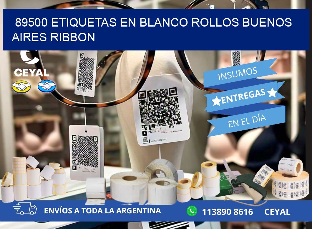 89500 ETIQUETAS EN BLANCO ROLLOS BUENOS AIRES RIBBON