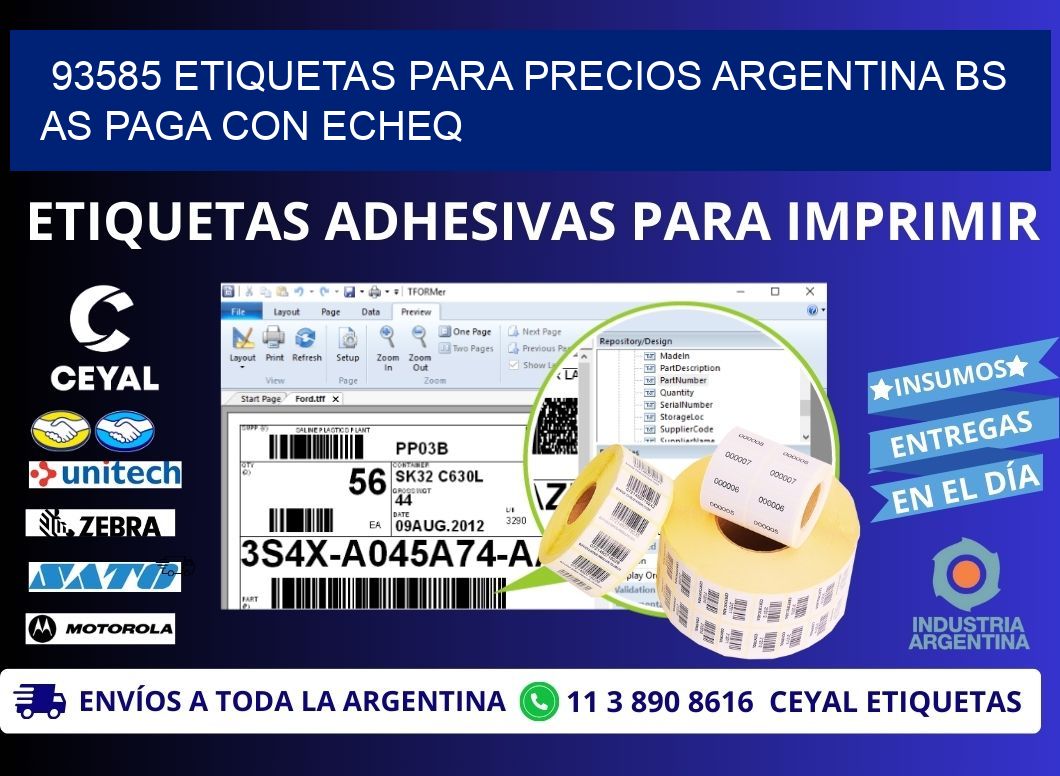 93585 ETIQUETAS PARA PRECIOS ARGENTINA BS AS PAGA CON ECHEQ