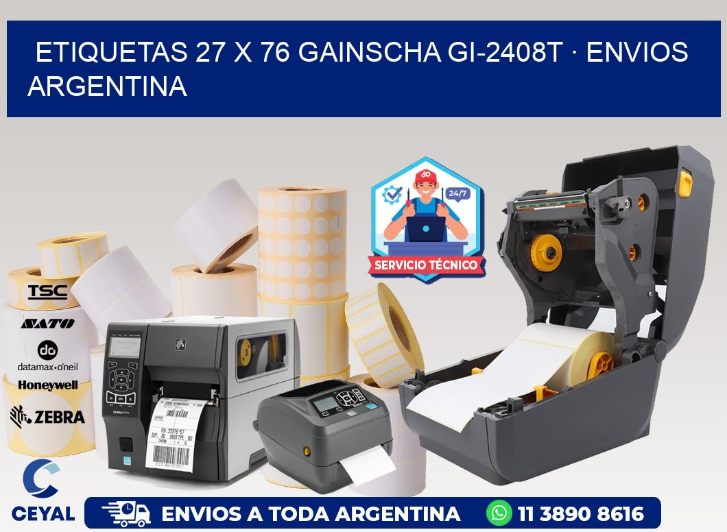ETIQUETAS 27 x 76 GAINSCHA GI-2408T · ENVIOS ARGENTINA