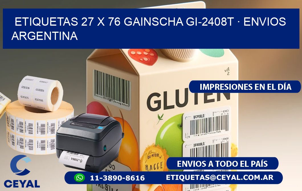 ETIQUETAS 27 x 76 GAINSCHA GI-2408T · ENVIOS ARGENTINA
