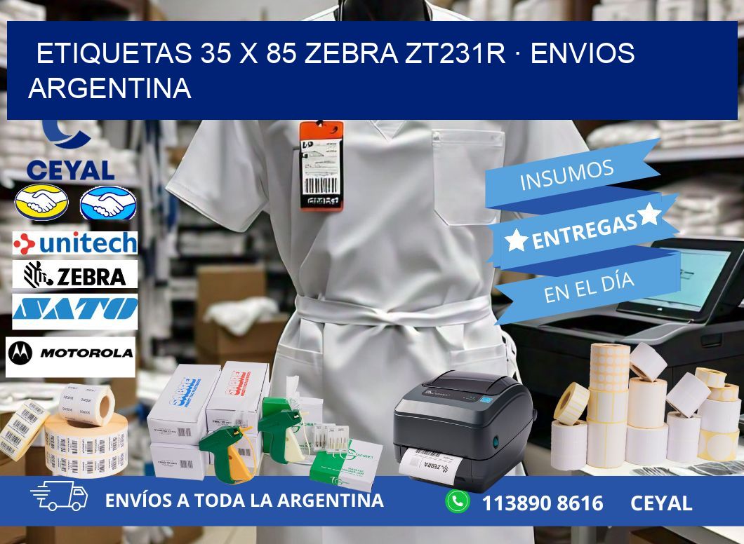 ETIQUETAS 35 x 85 ZEBRA ZT231R · ENVIOS ARGENTINA