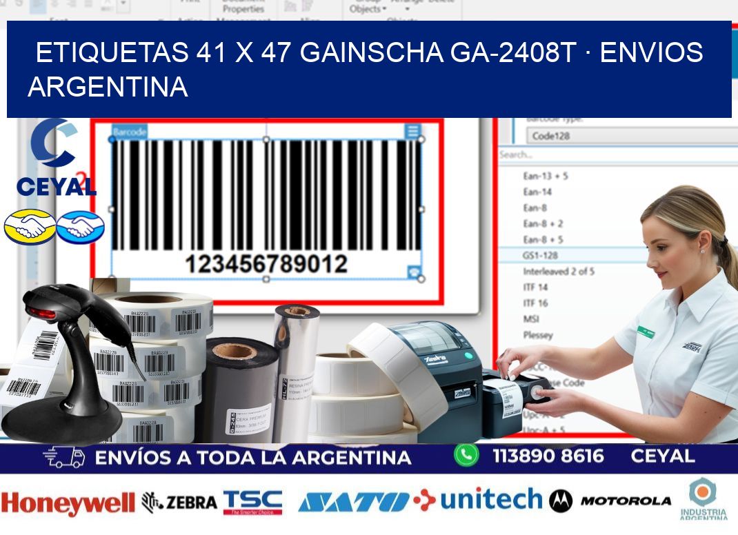 ETIQUETAS 41 x 47 GAINSCHA GA-2408T · ENVIOS ARGENTINA