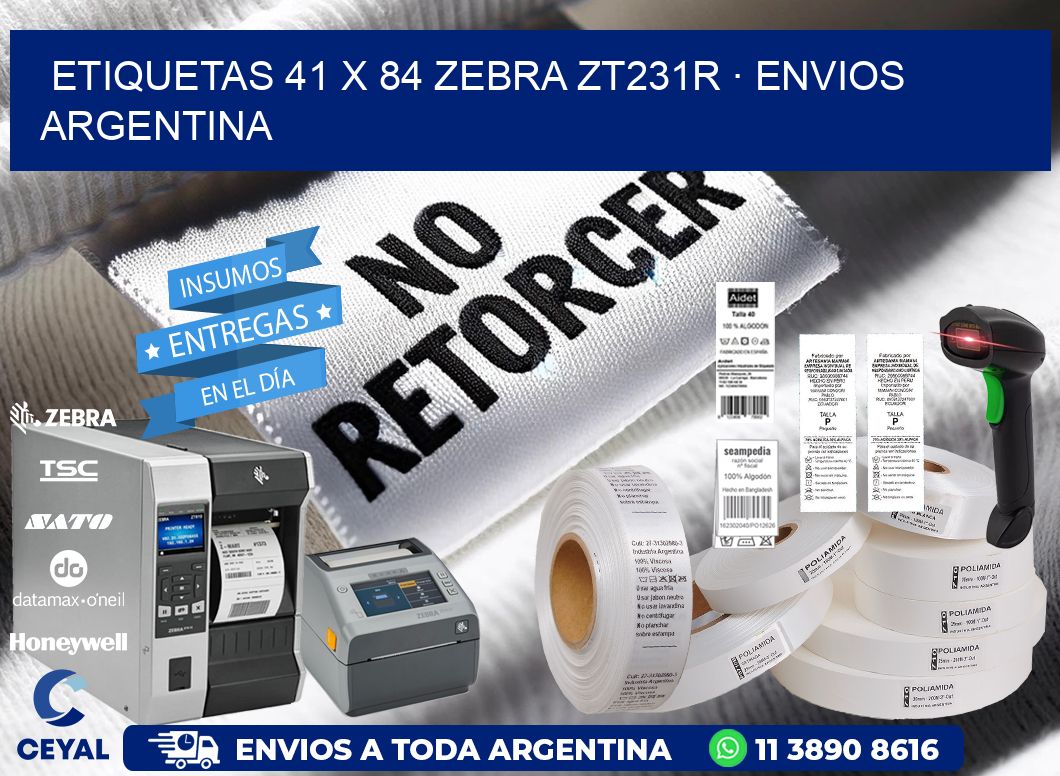 ETIQUETAS 41 x 84 ZEBRA ZT231R · ENVIOS ARGENTINA