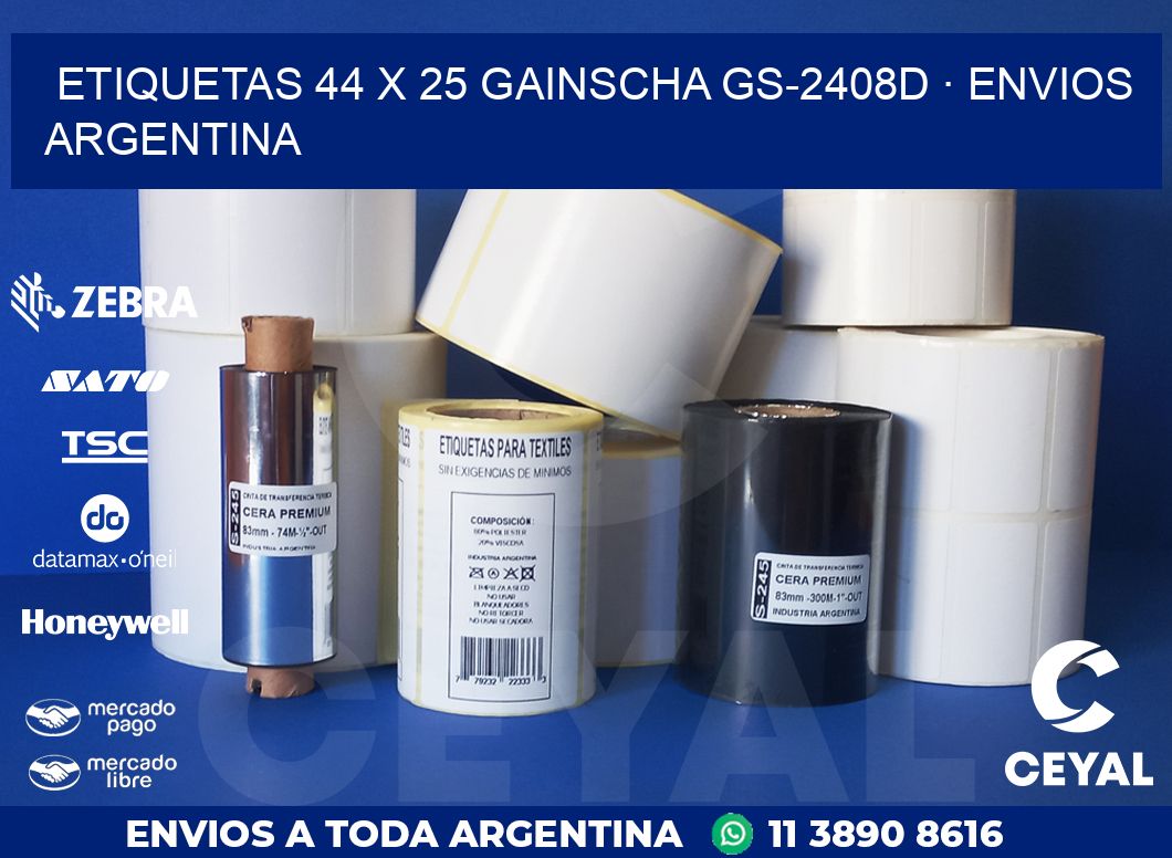 ETIQUETAS 44 x 25 GAINSCHA GS-2408D · ENVIOS ARGENTINA