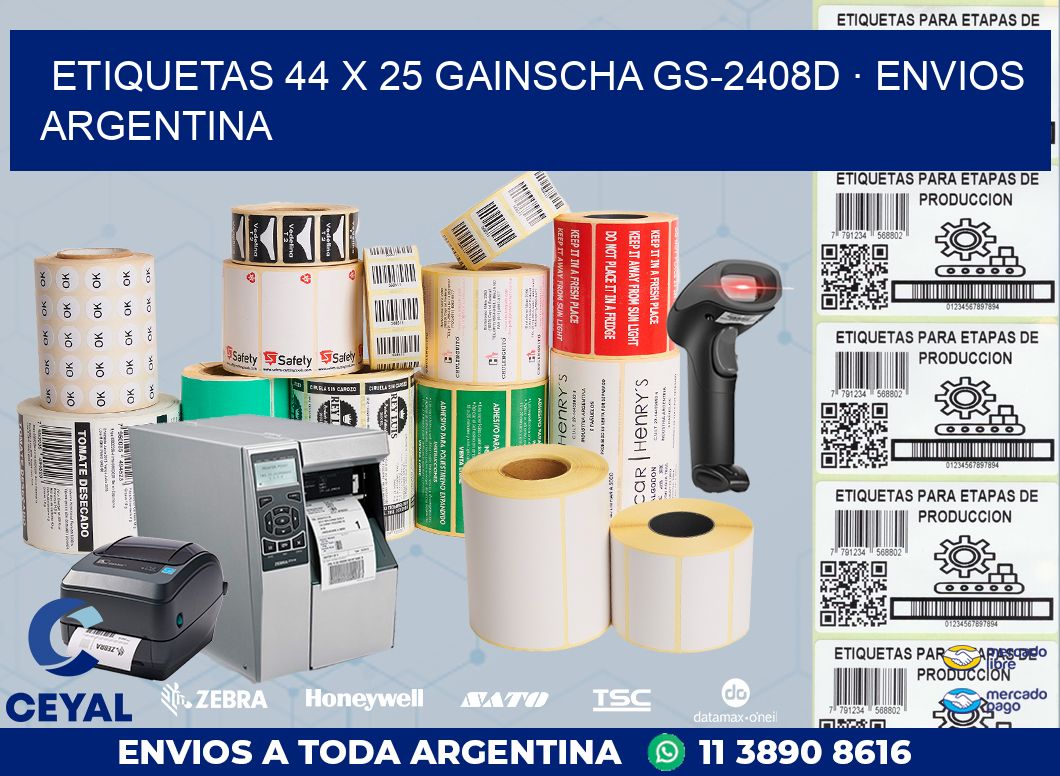 ETIQUETAS 44 x 25 GAINSCHA GS-2408D · ENVIOS ARGENTINA