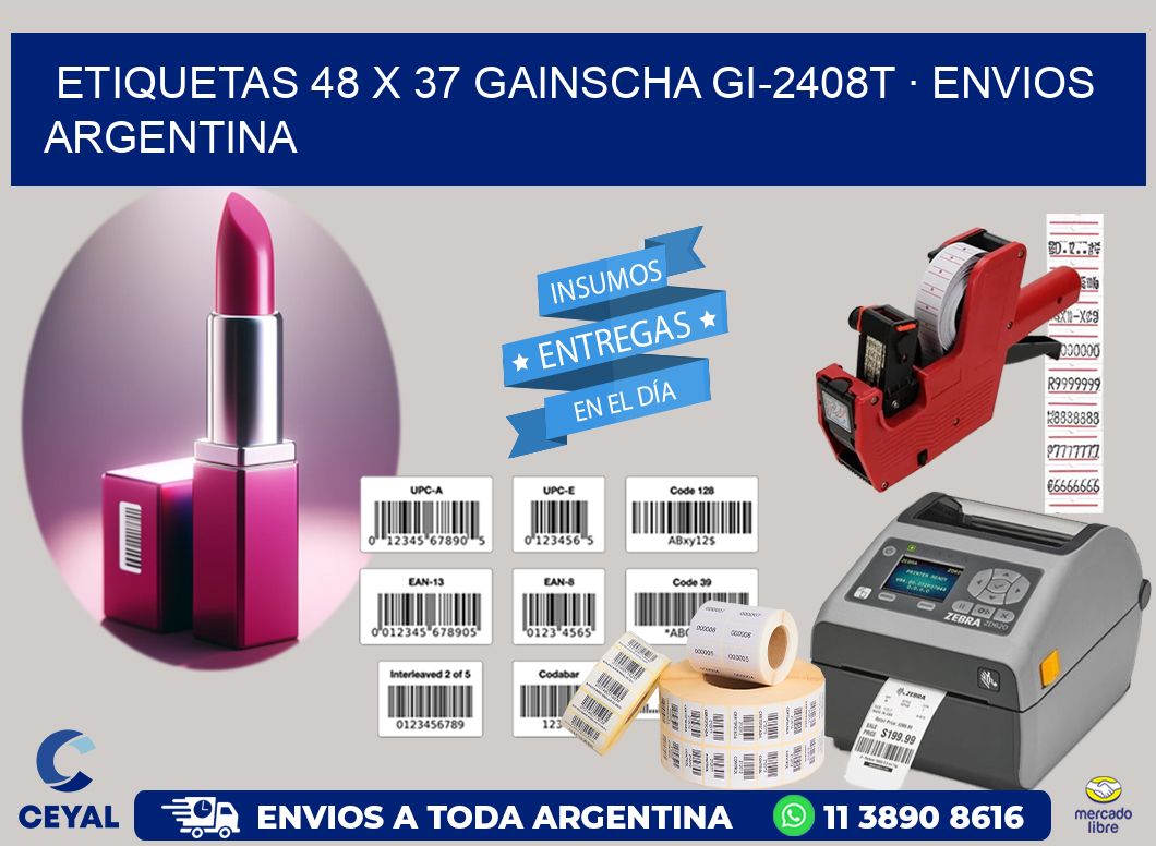 ETIQUETAS 48 x 37 GAINSCHA GI-2408T · ENVIOS ARGENTINA