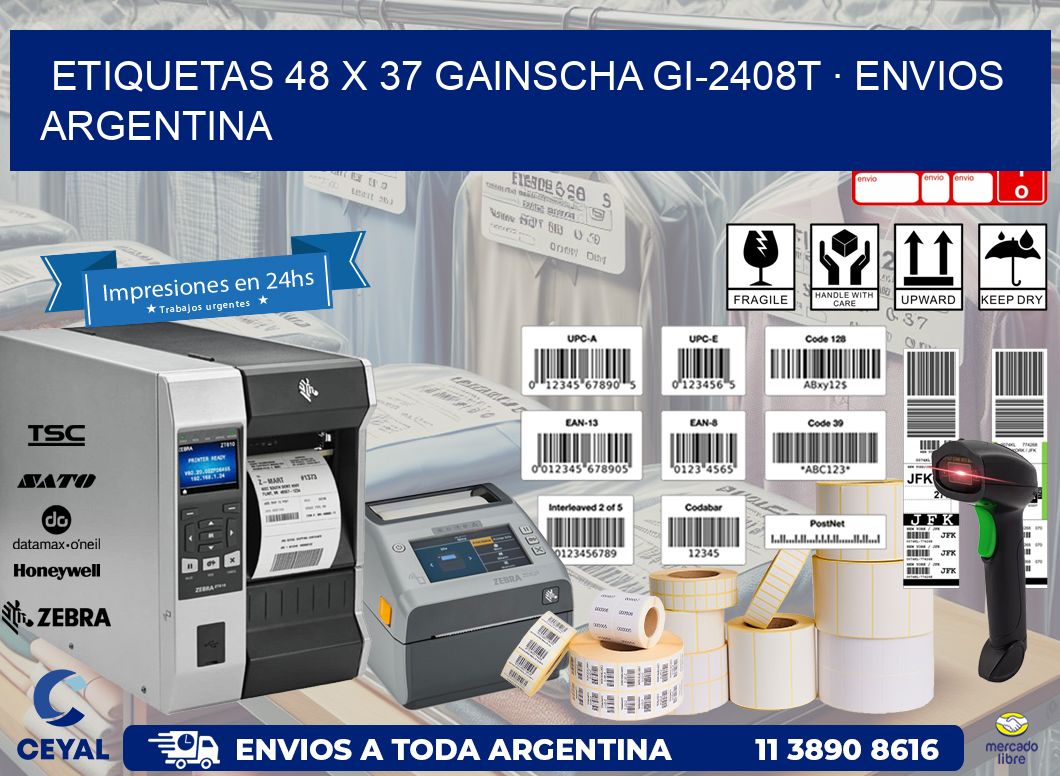 ETIQUETAS 48 x 37 GAINSCHA GI-2408T · ENVIOS ARGENTINA