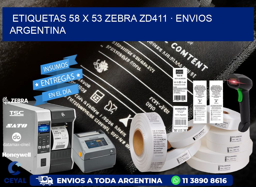 ETIQUETAS 58 x 53 ZEBRA ZD411 · ENVIOS ARGENTINA