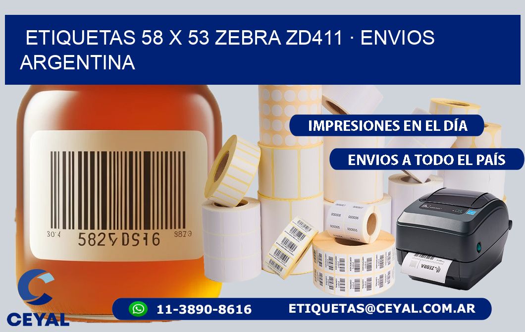 ETIQUETAS 58 x 53 ZEBRA ZD411 · ENVIOS ARGENTINA