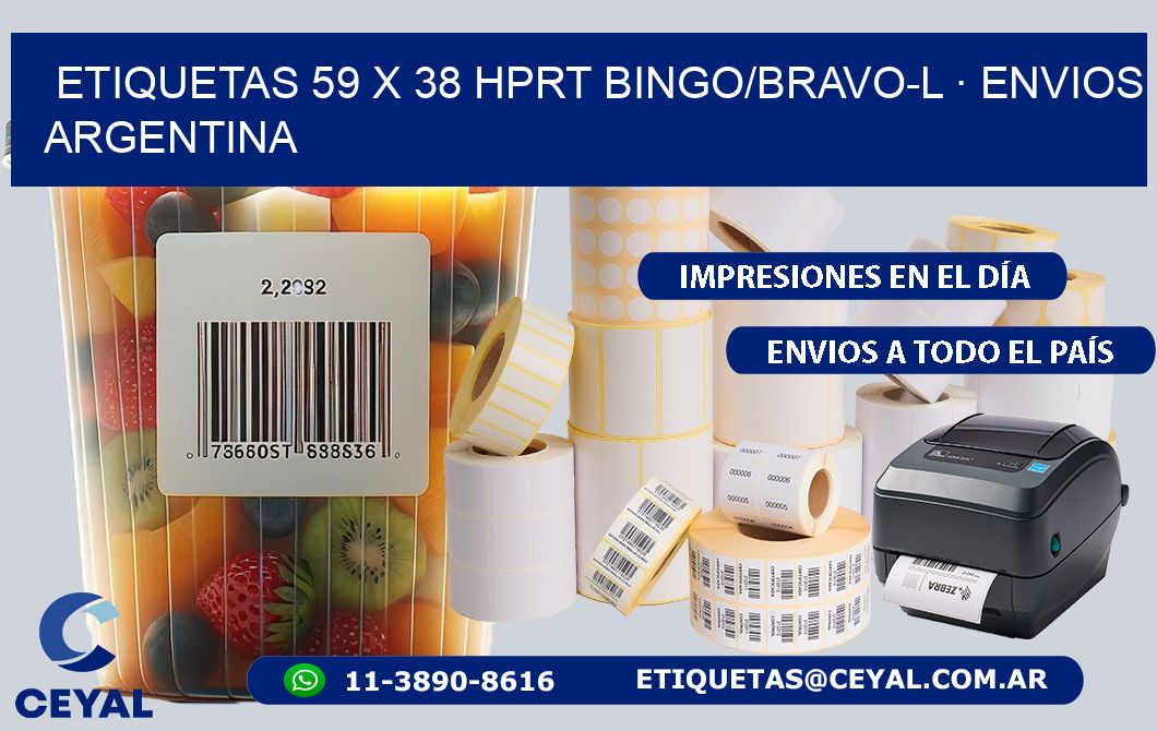 ETIQUETAS 59 x 38 HPRT BINGO/BRAVO-L · ENVIOS ARGENTINA