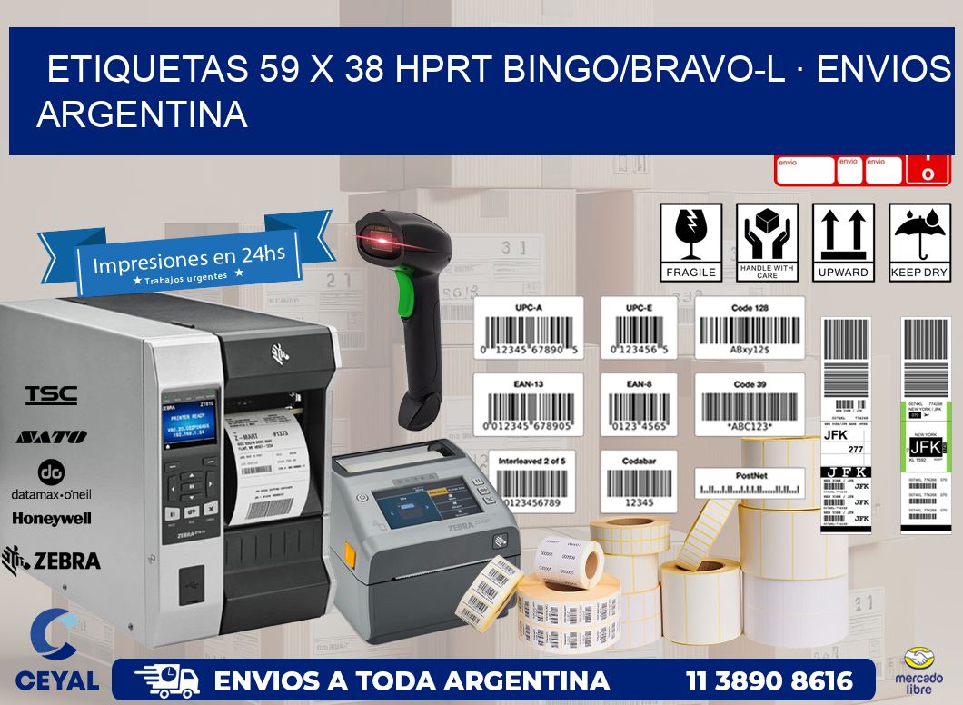 ETIQUETAS 59 x 38 HPRT BINGO/BRAVO-L · ENVIOS ARGENTINA