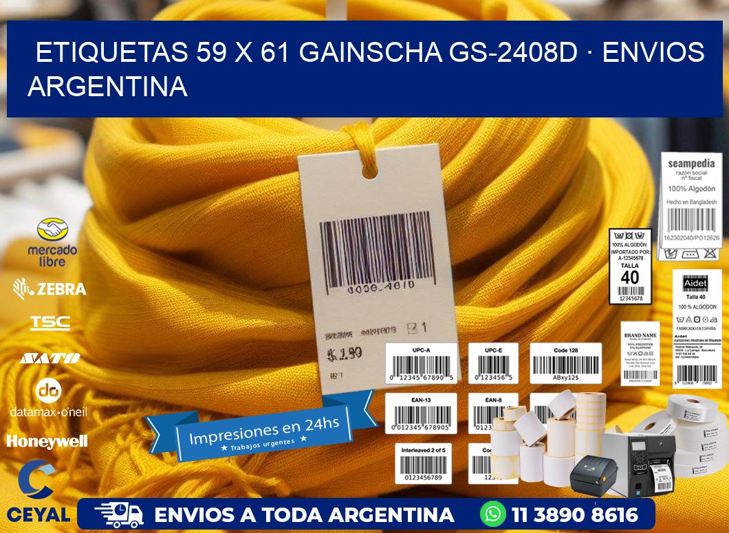 ETIQUETAS 59 x 61 GAINSCHA GS-2408D · ENVIOS ARGENTINA