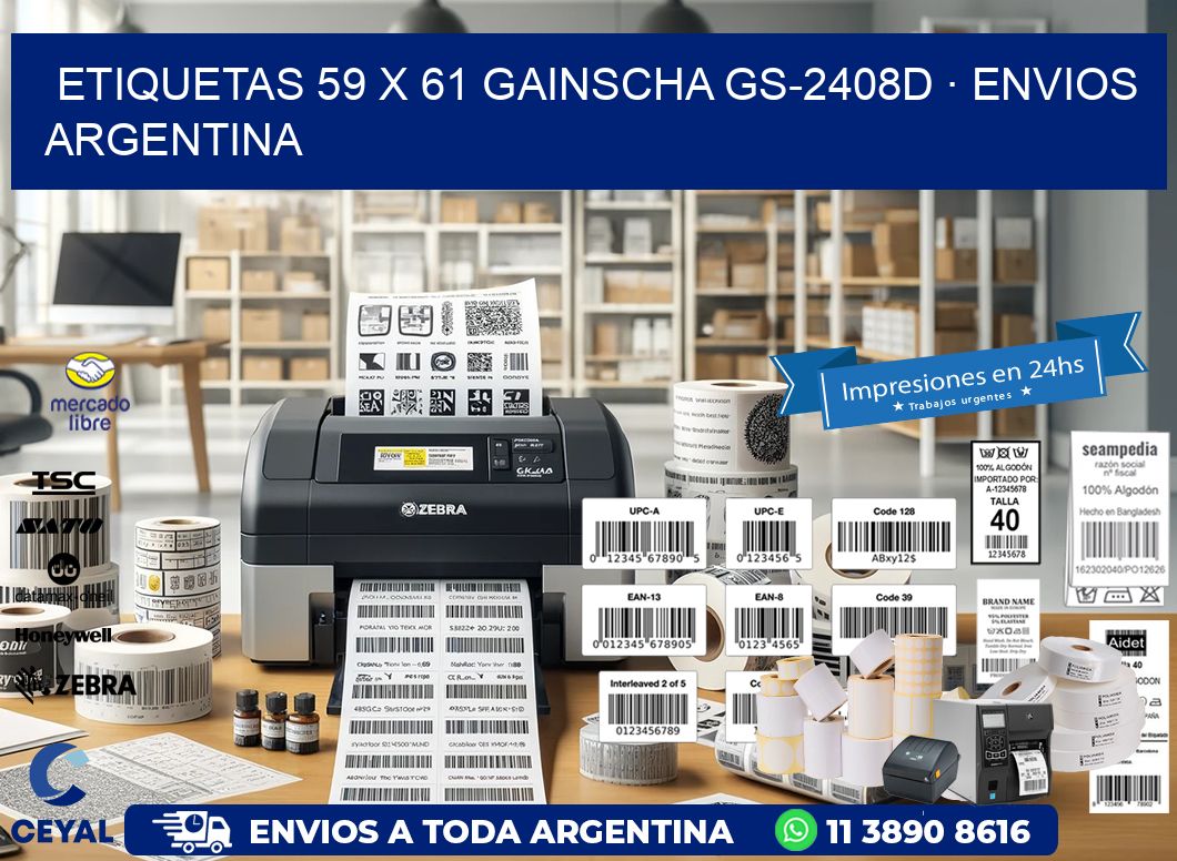 ETIQUETAS 59 x 61 GAINSCHA GS-2408D · ENVIOS ARGENTINA