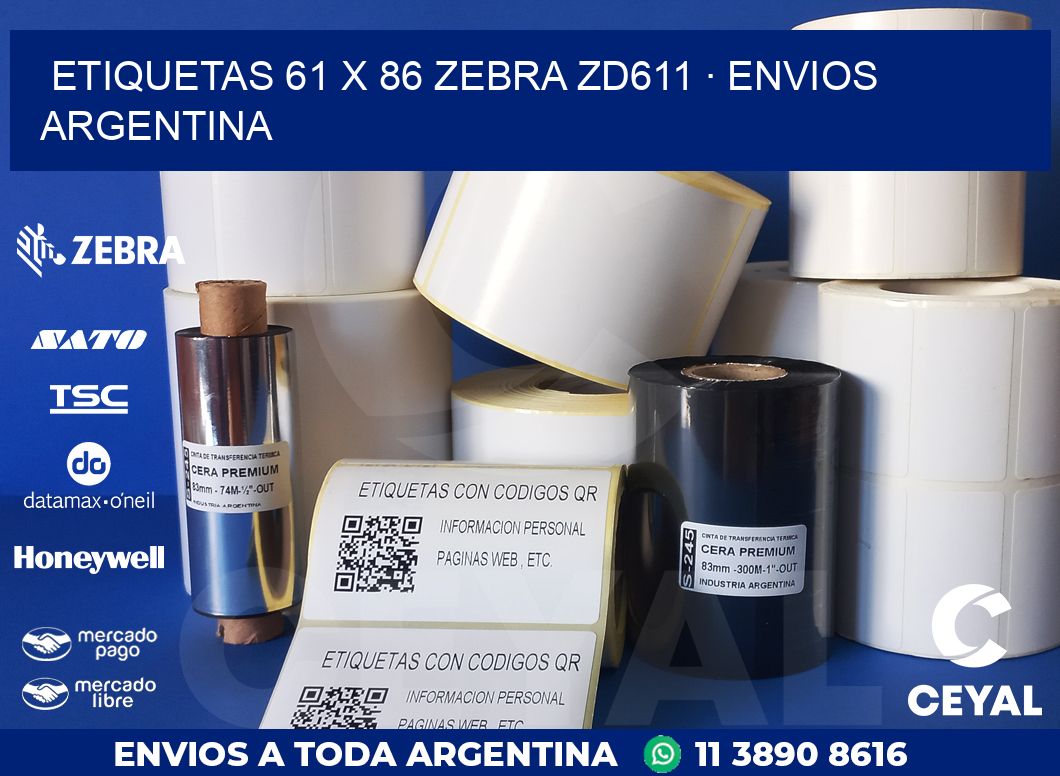 ETIQUETAS 61 x 86 ZEBRA ZD611 · ENVIOS ARGENTINA