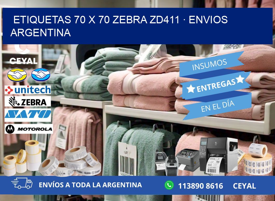 ETIQUETAS 70 x 70 ZEBRA ZD411 · ENVIOS ARGENTINA