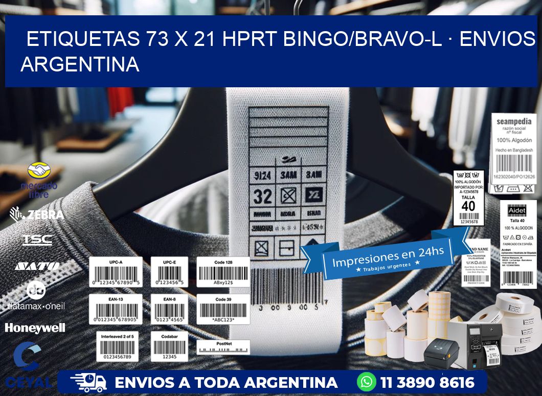 ETIQUETAS 73 x 21 HPRT BINGO/BRAVO-L · ENVIOS ARGENTINA