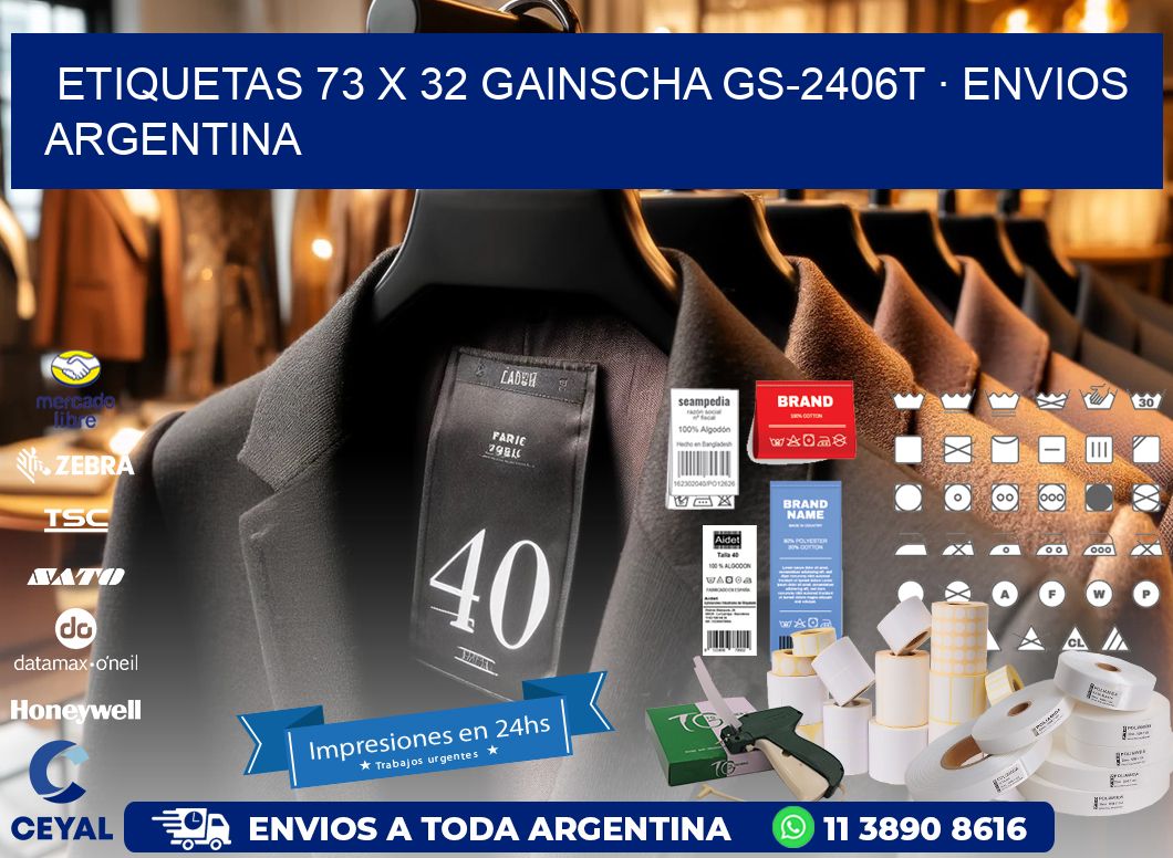 ETIQUETAS 73 x 32 GAINSCHA GS-2406T · ENVIOS ARGENTINA