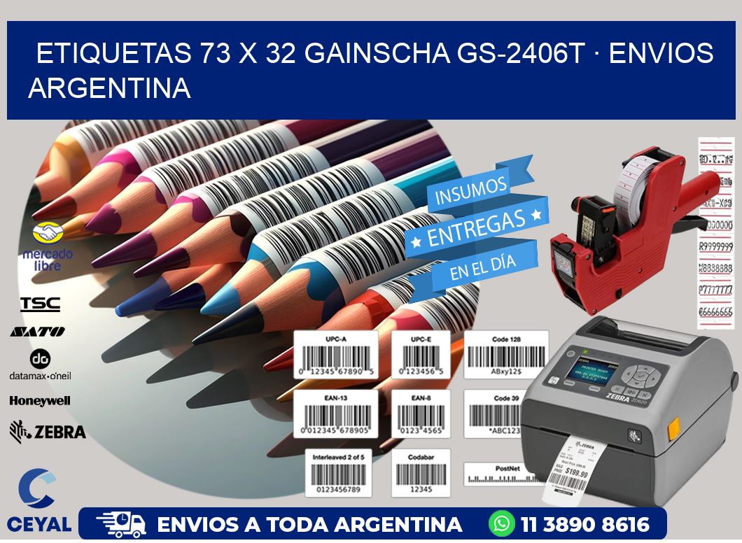 ETIQUETAS 73 x 32 GAINSCHA GS-2406T · ENVIOS ARGENTINA