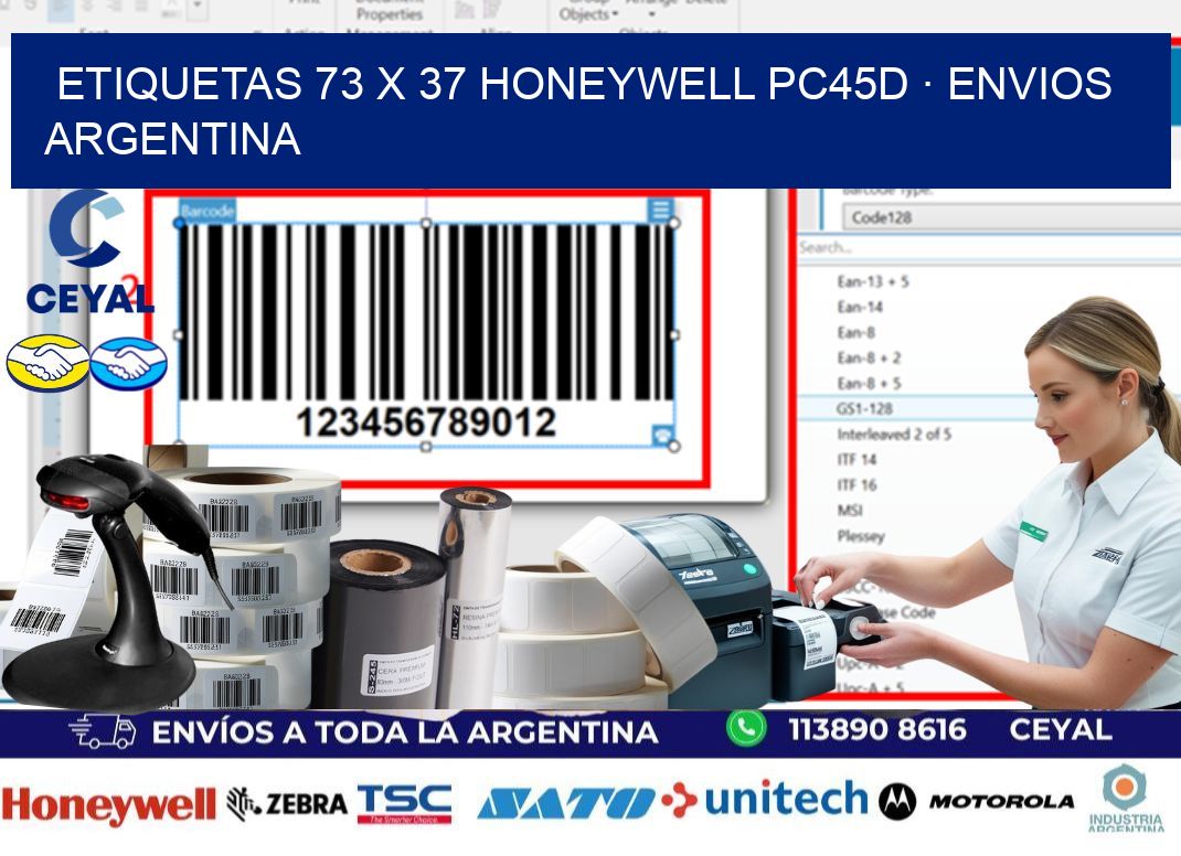 ETIQUETAS 73 x 37 HONEYWELL PC45D · ENVIOS ARGENTINA