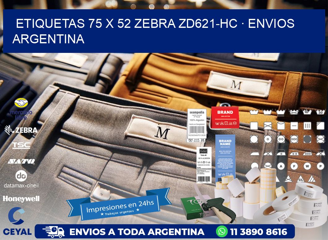 ETIQUETAS 75 x 52 ZEBRA ZD621-HC · ENVIOS ARGENTINA