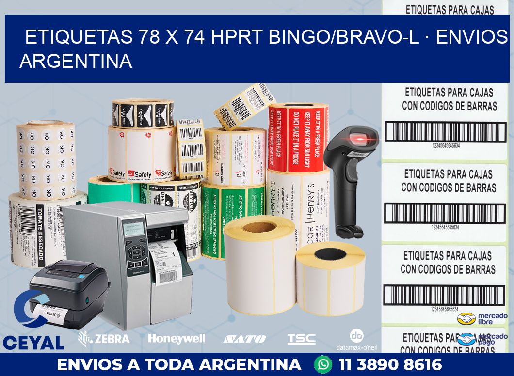 ETIQUETAS 78 x 74 HPRT BINGO/BRAVO-L · ENVIOS ARGENTINA