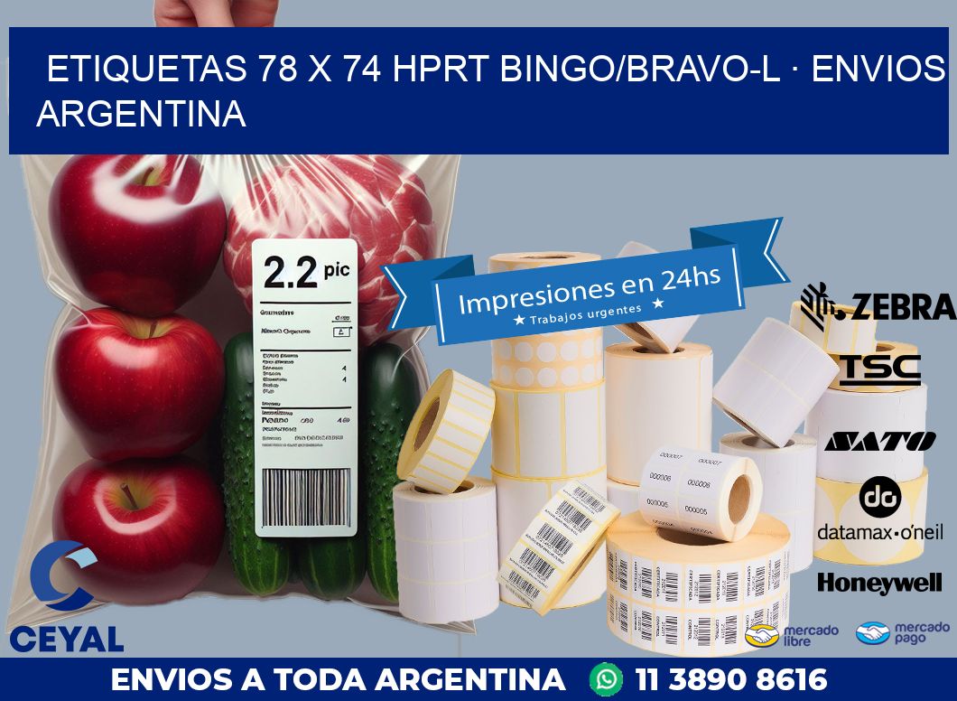 ETIQUETAS 78 x 74 HPRT BINGO/BRAVO-L · ENVIOS ARGENTINA