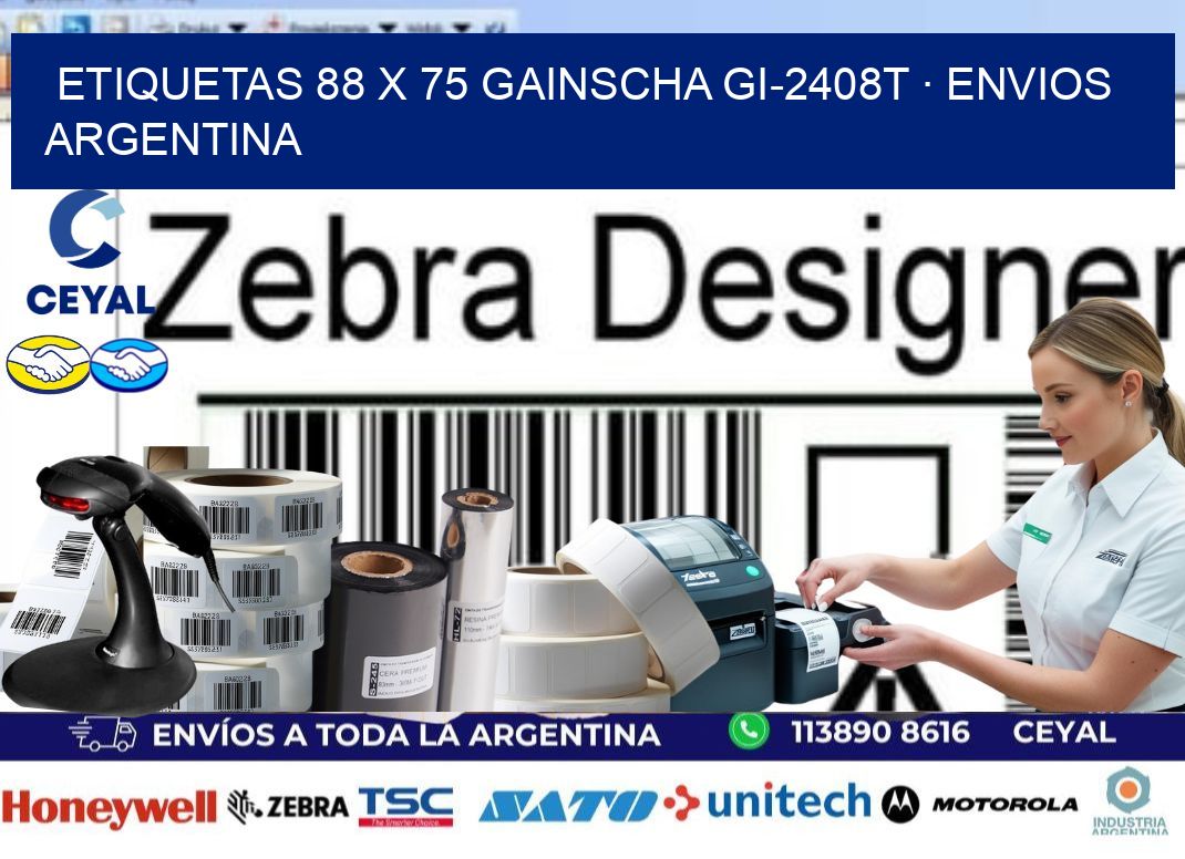 ETIQUETAS 88 x 75 GAINSCHA GI-2408T · ENVIOS ARGENTINA