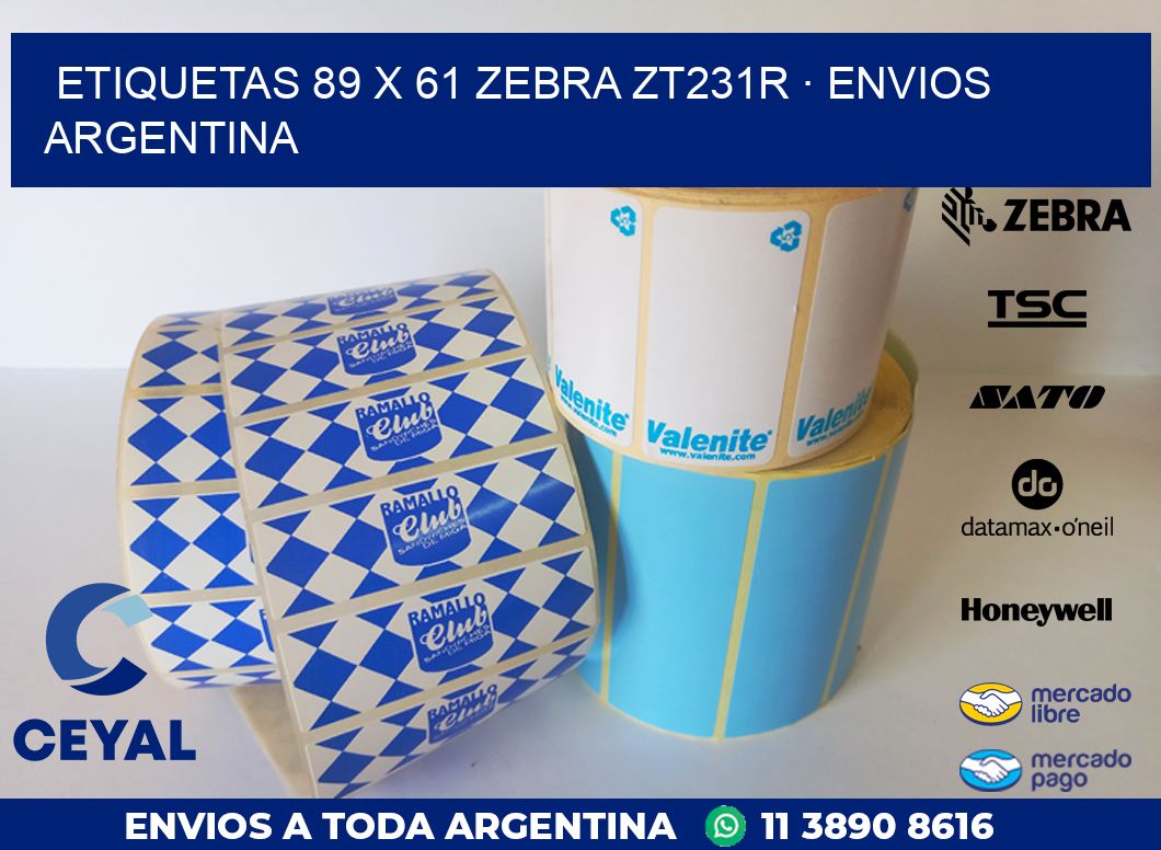 ETIQUETAS 89 x 61 ZEBRA ZT231R · ENVIOS ARGENTINA