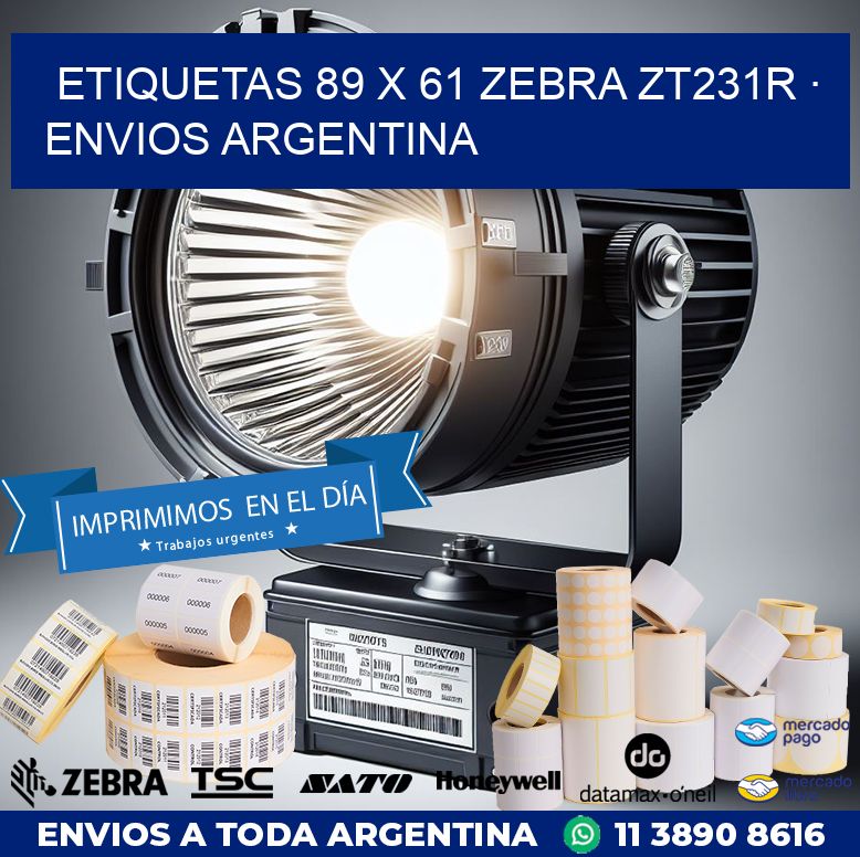 ETIQUETAS 89 x 61 ZEBRA ZT231R · ENVIOS ARGENTINA