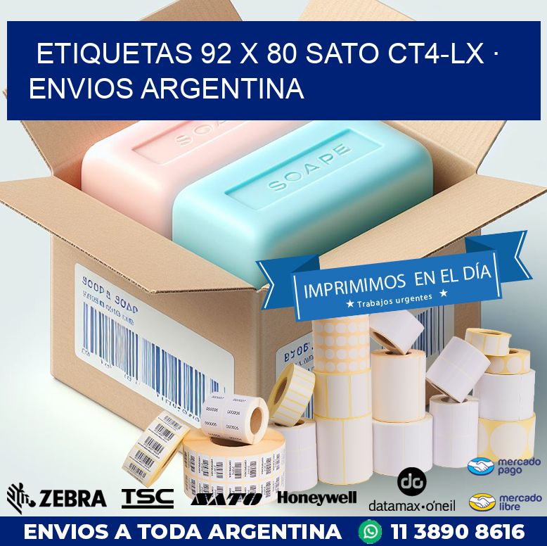 ETIQUETAS 92 x 80 SATO CT4-LX · ENVIOS ARGENTINA