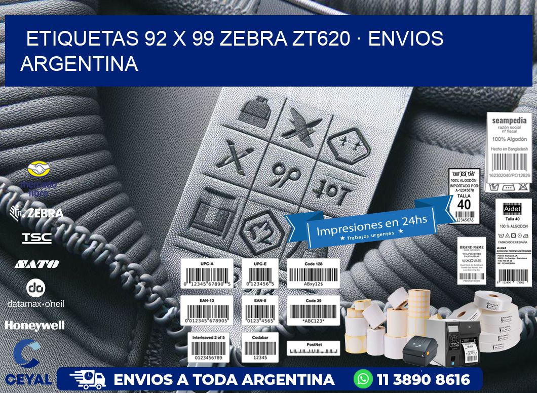 ETIQUETAS 92 x 99 ZEBRA ZT620 · ENVIOS ARGENTINA