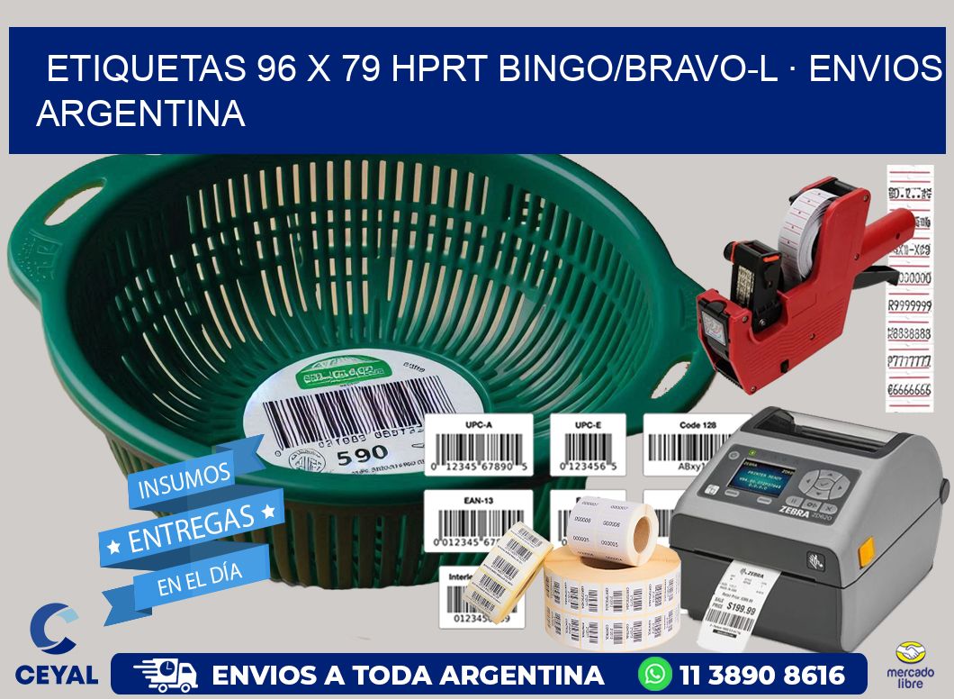 ETIQUETAS 96 x 79 HPRT BINGO/BRAVO-L · ENVIOS ARGENTINA