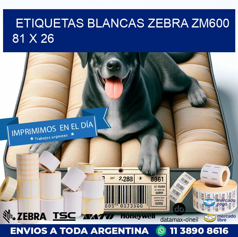 ETIQUETAS BLANCAS ZEBRA ZM600 81 x 26