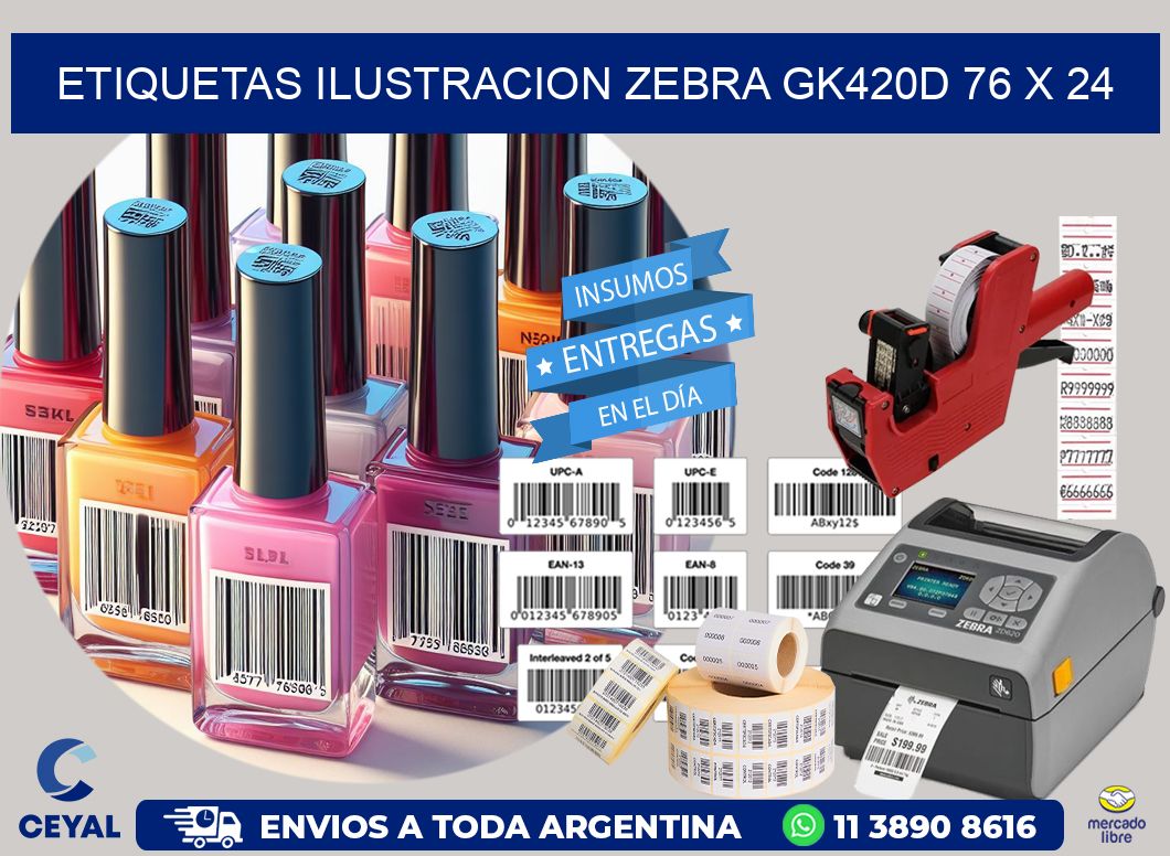 ETIQUETAS ILUSTRACION ZEBRA GK420D 76 x 24