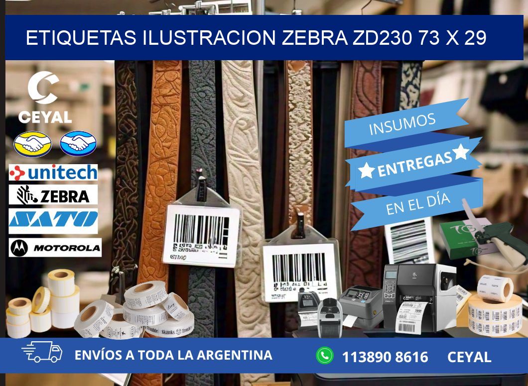 ETIQUETAS ILUSTRACION ZEBRA ZD230 73 x 29