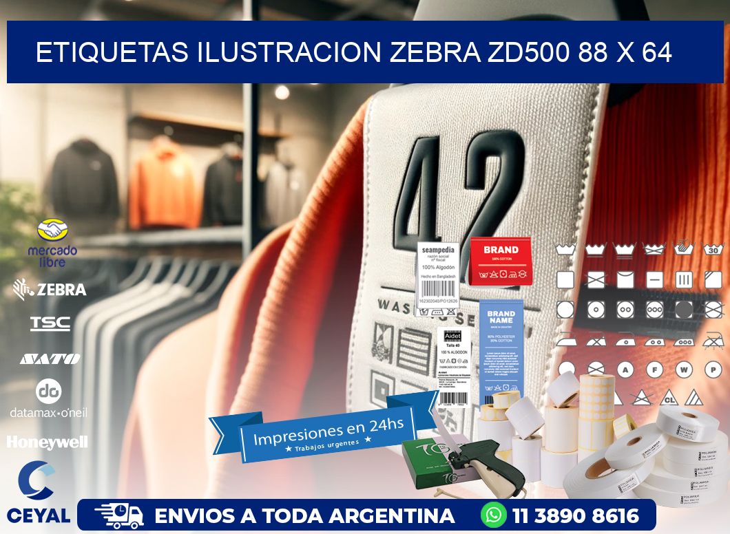 ETIQUETAS ILUSTRACION ZEBRA ZD500 88 x 64