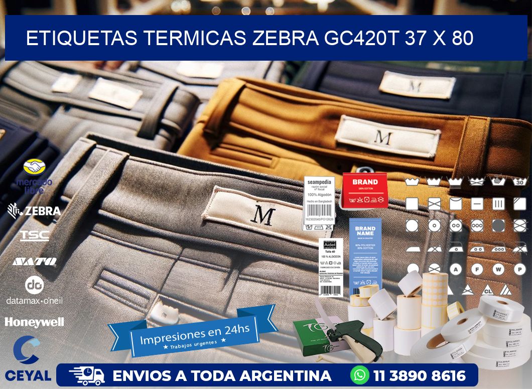 ETIQUETAS TERMICAS ZEBRA GC420T 37 x 80