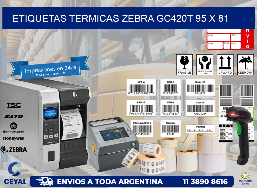 ETIQUETAS TERMICAS ZEBRA GC420T 95 x 81