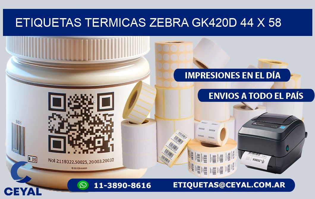 ETIQUETAS TERMICAS ZEBRA GK420D 44 x 58