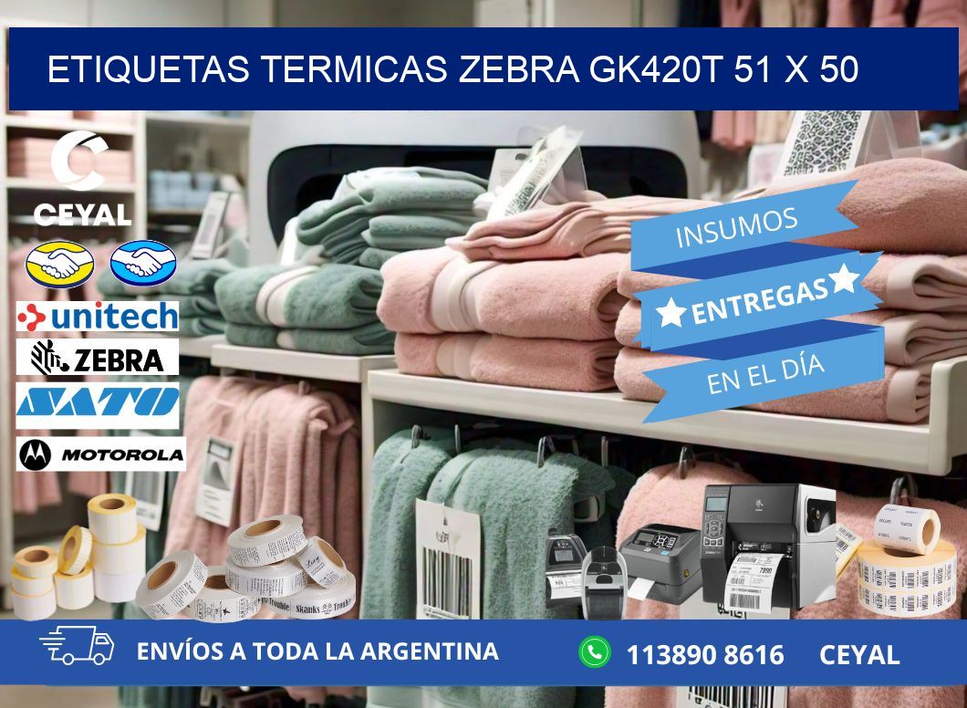 ETIQUETAS TERMICAS ZEBRA GK420T 51 x 50
