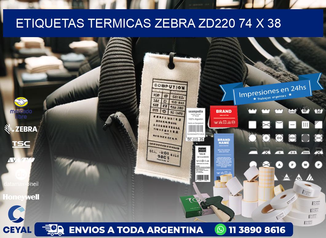 ETIQUETAS TERMICAS ZEBRA ZD220 74 x 38