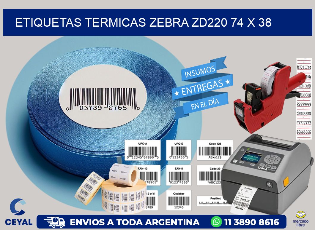 ETIQUETAS TERMICAS ZEBRA ZD220 74 x 38