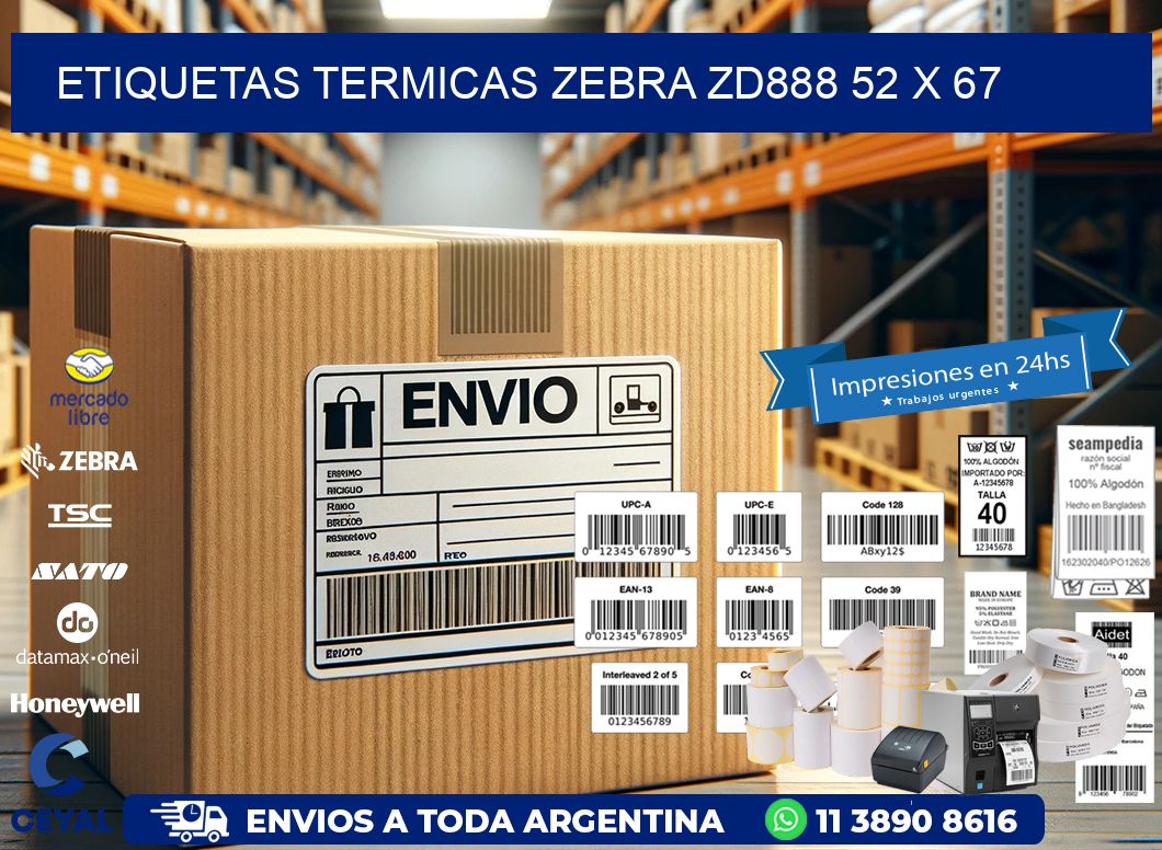 ETIQUETAS TERMICAS ZEBRA ZD888 52 x 67