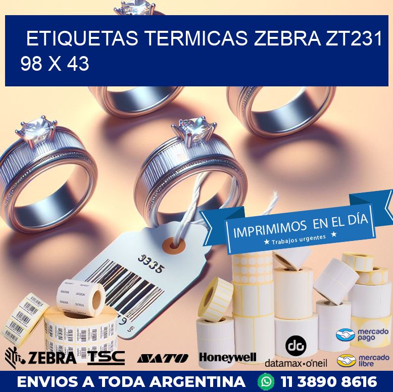 ETIQUETAS TERMICAS ZEBRA ZT231 98 x 43