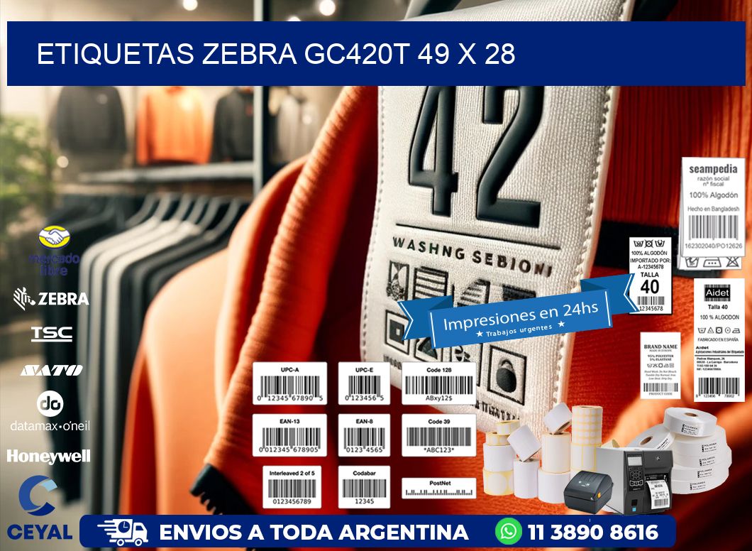ETIQUETAS Zebra GC420T 49 x 28