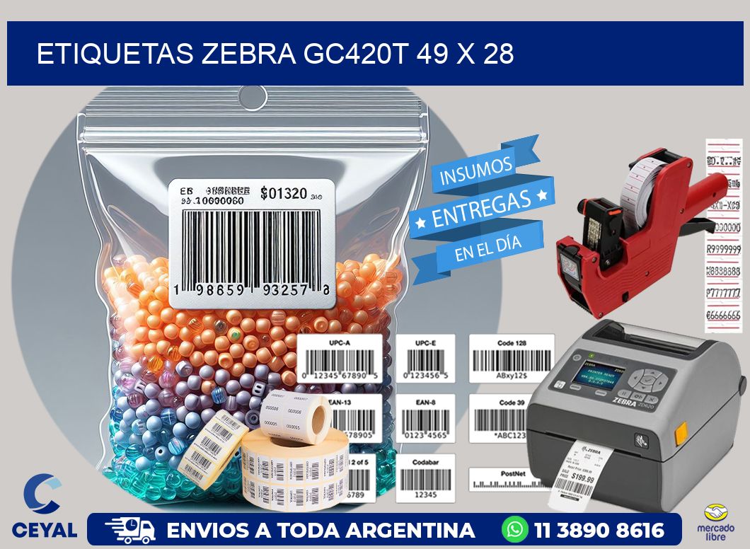 ETIQUETAS Zebra GC420T 49 x 28