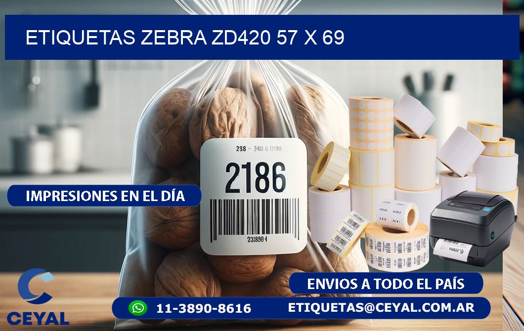 ETIQUETAS Zebra ZD420 57 x 69