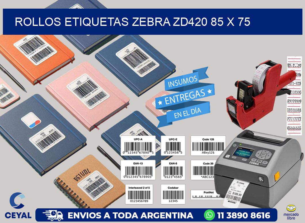ROLLOS ETIQUETAS Zebra ZD420 85 x 75