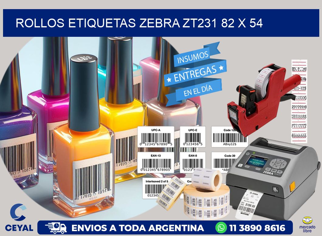 ROLLOS ETIQUETAS Zebra ZT231 82 x 54