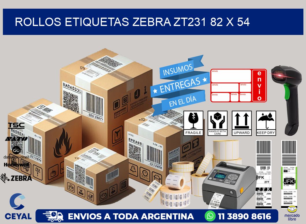 ROLLOS ETIQUETAS Zebra ZT231 82 x 54